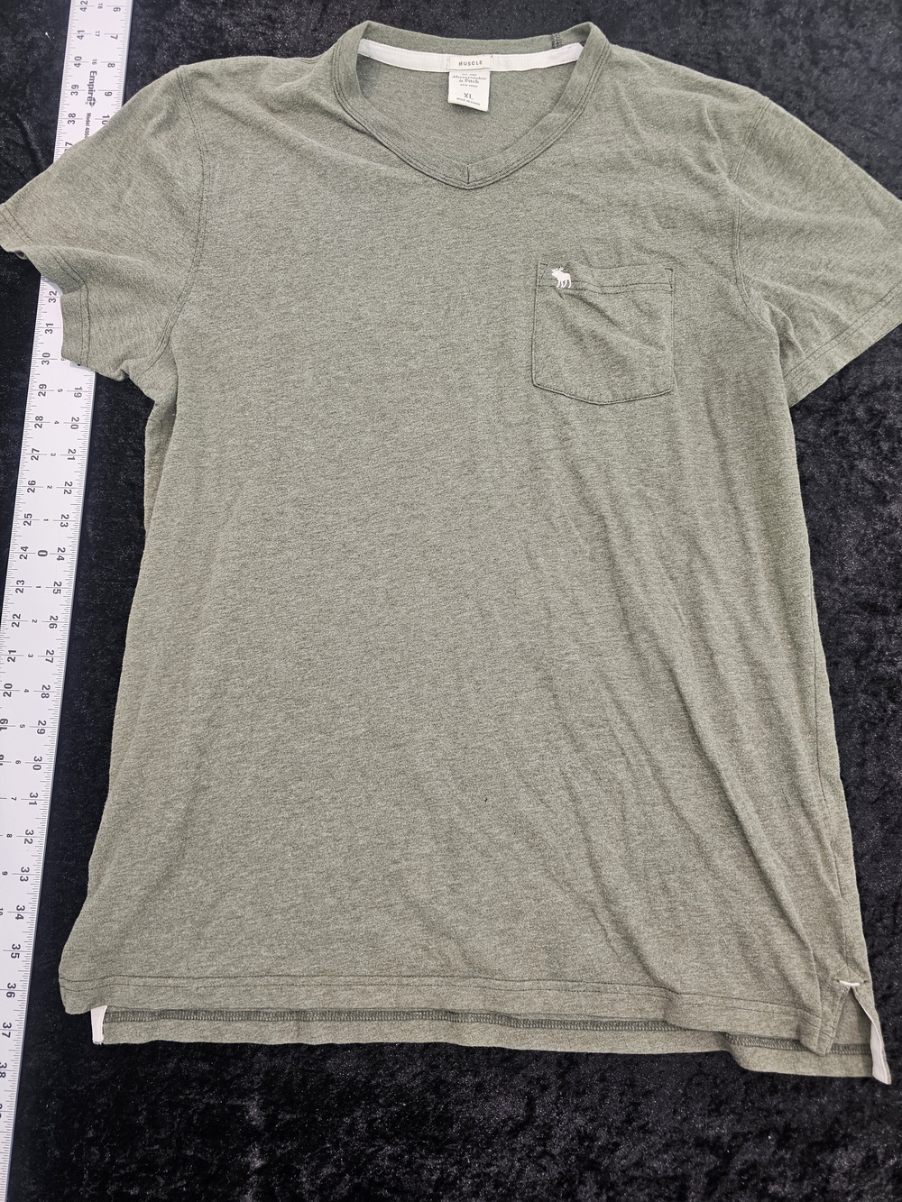 Abercrombie & Fitch Olive Green V-Neck Pocket Tee - Picture 2 of 5